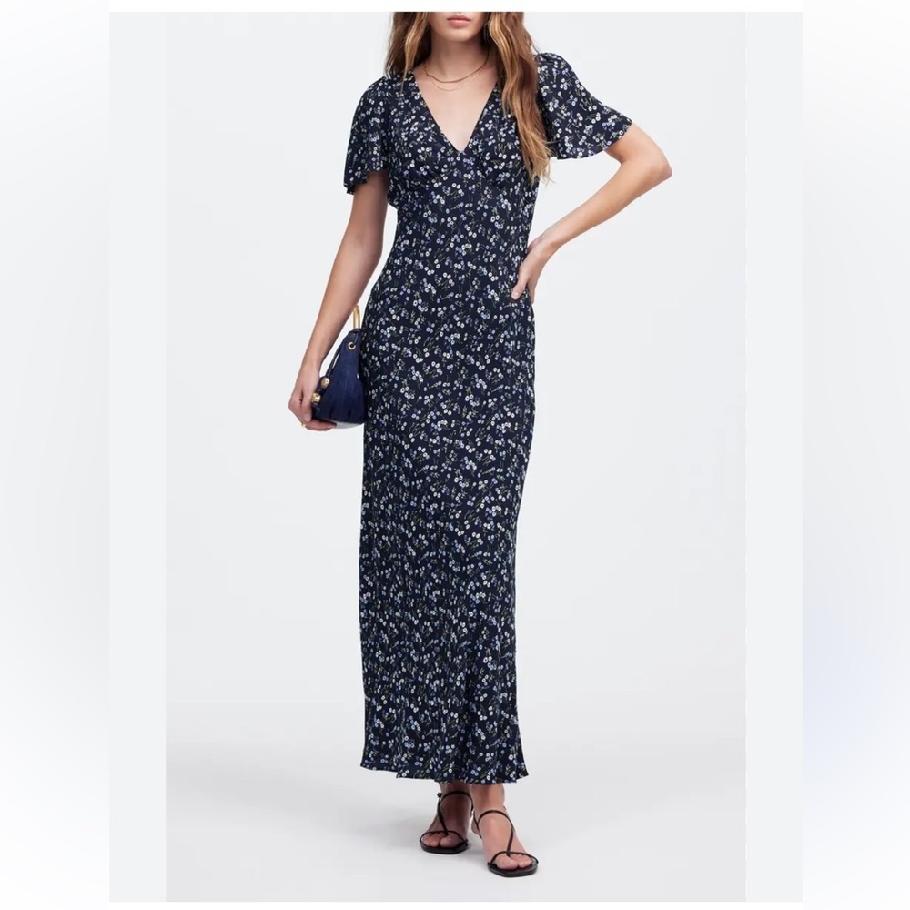 Madewell Seamed Flutter Sleeve Maxi Dress